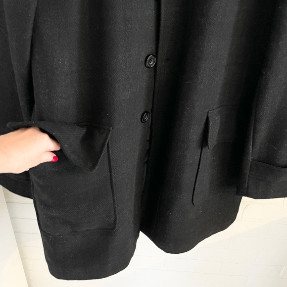 Vintage Bosco Men’s dress coat Pea coat Pockets Black Charcoal Wool blend Sz 42 - Picture 9 of 13